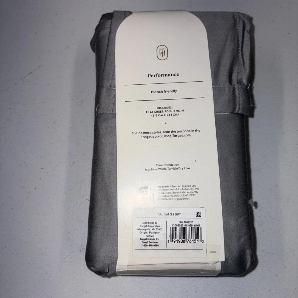 Full 400 Thread Count Performance Flat Sheet Classic Gray - Threshold: Cotton